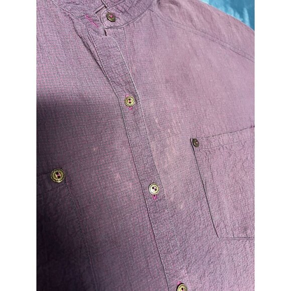 FREE PEOPLE Womens MEDIUM Textured Purple Button-Up Shirt With Pockets BEACH REL - Picture 10 of 10